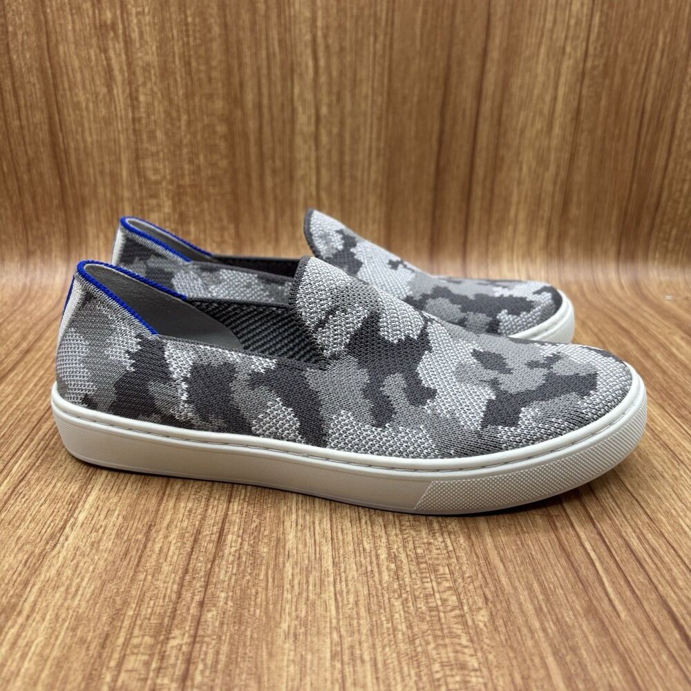 Rothy's The Kids Sneaker US Kids Sz 4 Gray ‎ Camo Recycled Slip Ons Worn Once